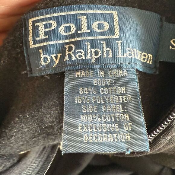 Vintage Polo by Ralph Lauren Men’s Black and Gold Cotton Zip Varsity Sweatshirt - Picture 7 of 16